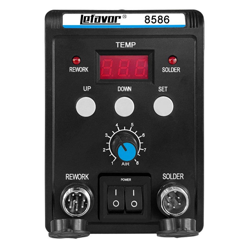 Estación de Soldadura y Desoldadura de Aire Caliente 8586 con Pantalla Digital Negra, Dos en Uno, Temperatura Ajustable, Herramienta de Soldadura Eléctrica 936 con Función de Reposo Automático