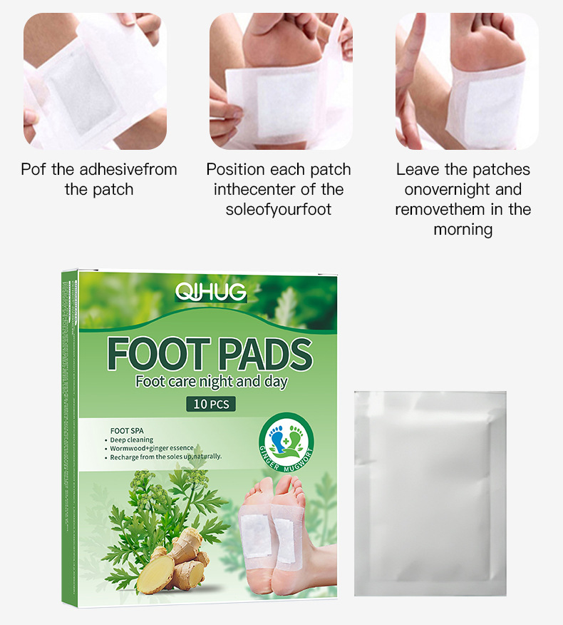 Herbal Foot Pads Sleep Support 10pcs Natural Relaxing Foot Care in use