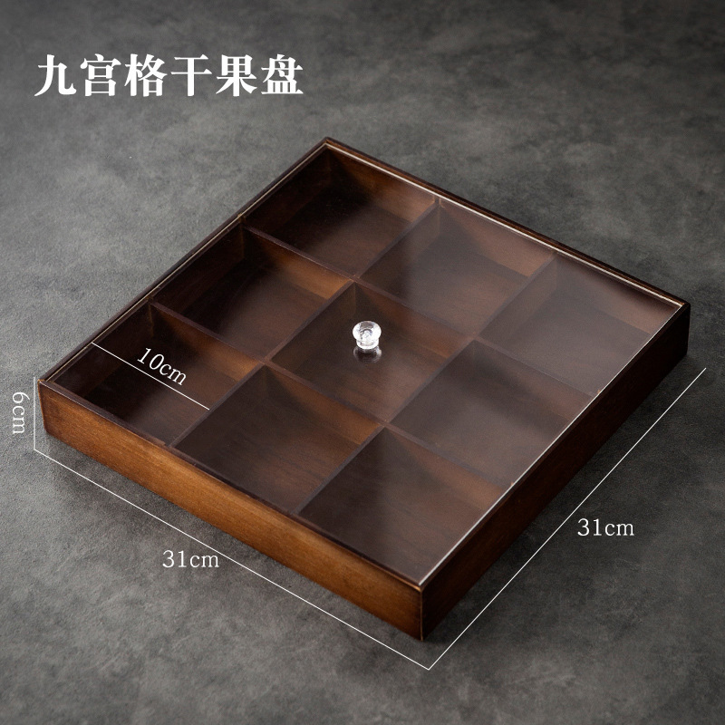 早生貴子 ドライフルーツプレート スナックナッツ 中華風ドライフルーツ収納ボックス リビングルーム パレスグリッド 4箱 無垢材|undefined