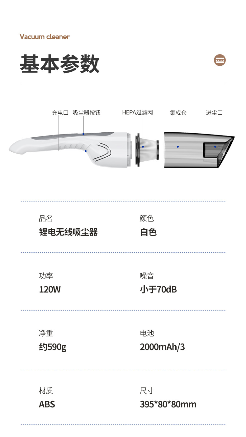 Car wireless handheld household vacuum cleaner super wet and dry dual-use car vacuum cleaner high power pet hair suction device