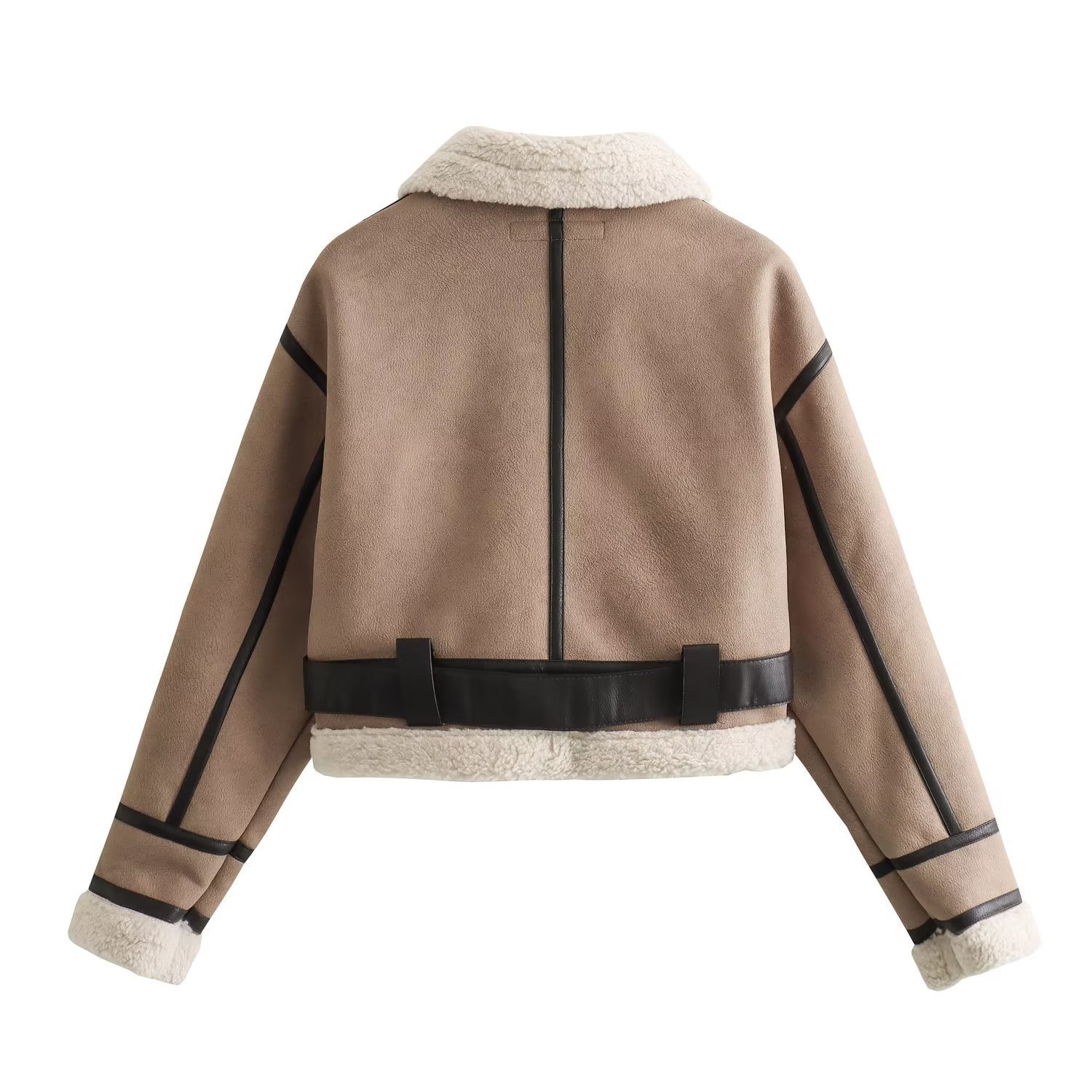Women's Jacket Fur Lapel Thick Warm Double Sided Short Autumn Coat_voghion.com
