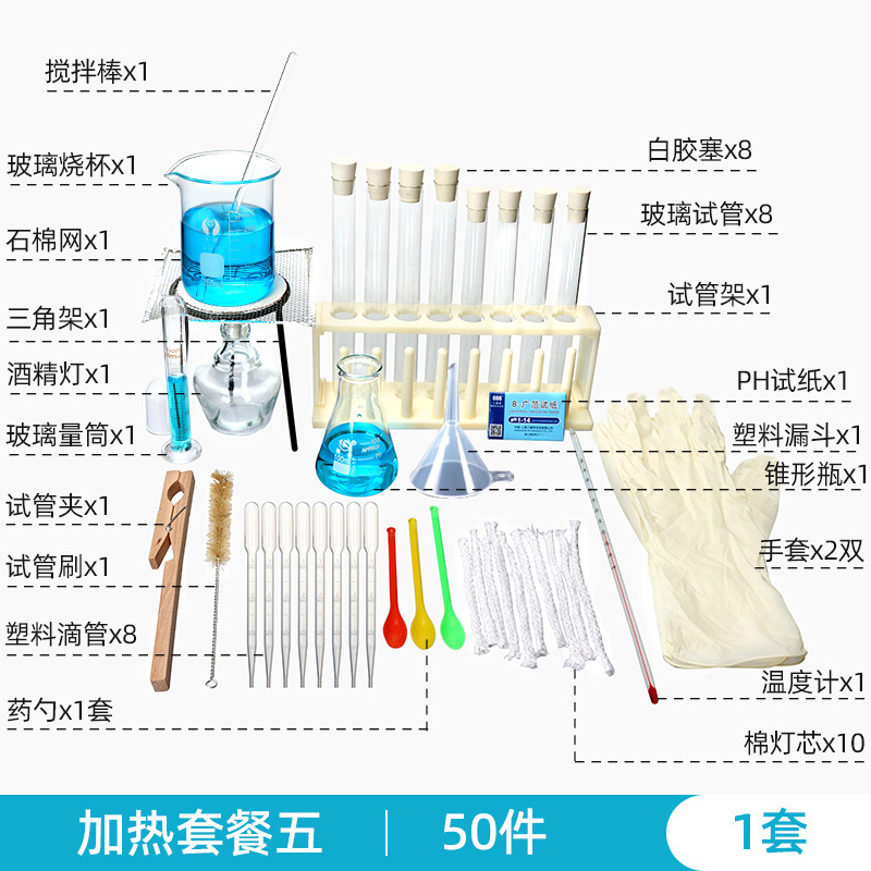 アルコールランプ加熱セット 厚手ガラス150ml 石綿網試験管 小中学校教育実験器具|undefined