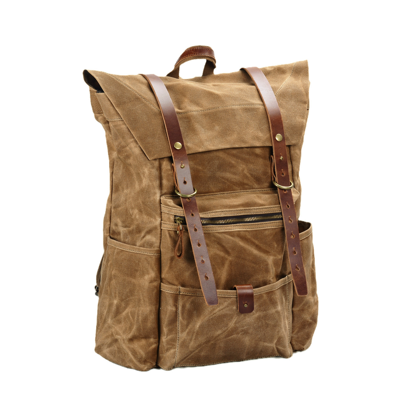Sports & Entertainment New retro men's canvas backpack outdoor waterproof hiking bag large capacity camping bag_voghion.com