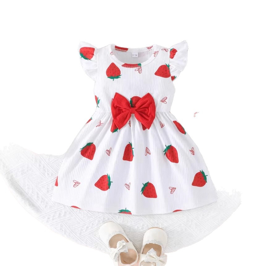 106059819@qq.com Vestido vermelho de princesa, estilo coreano, para meninas de 0 a 3 anos, modelo princesa, coleção verão 2026. Novo vestido de verão 2026, com mangas curtas e babados. Ideal para crianças de 0 a 3 anos._voghion.com
