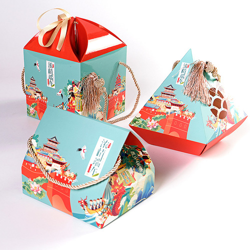 Creative Handheld Box for 2024 Dragon Boat Festival Traditional Style Rice Dumpling Gift Box Manufacturer for Hotel Gifts