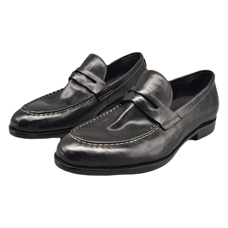 Мужские мокасины-лоферы в винтажном стиле из конской кожи, дышащие и удобные для вождения.