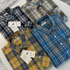 Word-of-mouth series! Grid control B entered! Exquisite embroidery embellishes the soft grid long-sleeved shirt for men in autumn fashion.