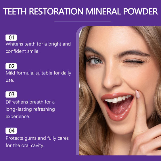 ORALHOE Purple Teeth Powder Gentle Cleaning Protect Teeth Natural Fresh Breath Oral Care