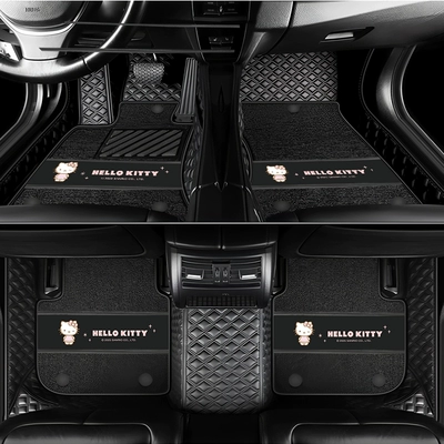 Ayaqaltılar (Kovriklər) Surround Cartoon Cute Floor Mats - kitty-black-kt415-2-double-layerleather-premium-faux-cashmere-blanket-made-with-healthy-odor-free-materials