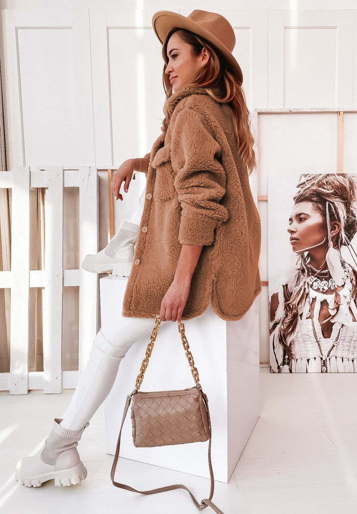 Dames imitatiebontjas halflang met revers voor herfst en winter_voghion.com