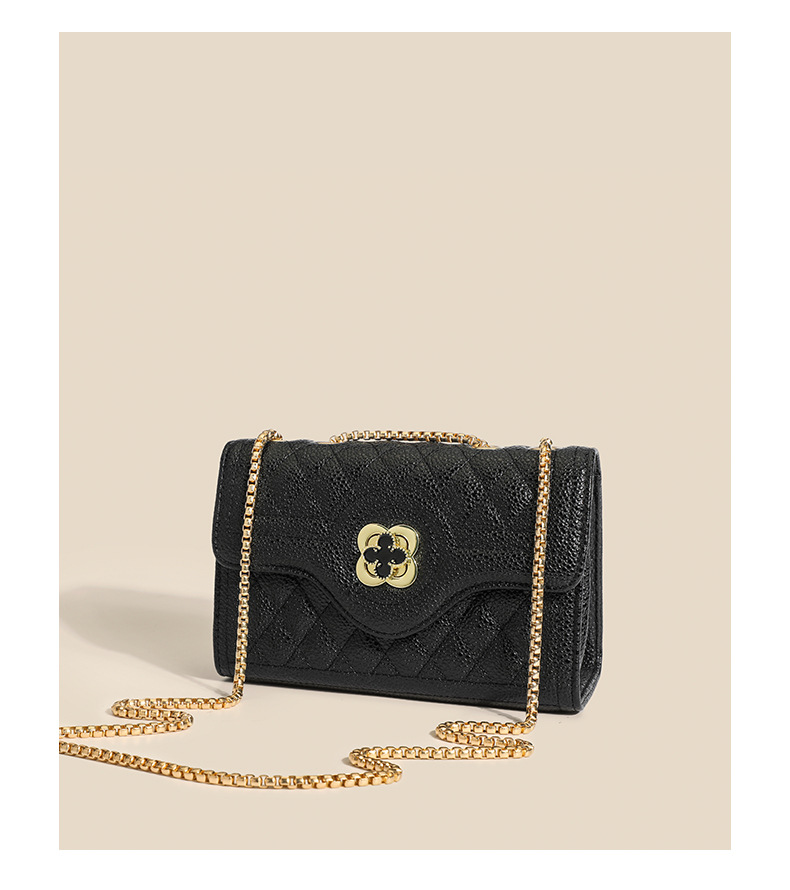 Borsa in caviale con diamanti a quadrifoglio per donna Borsa a tracolla singola con tracolla a spalla singola con temperamento di nuova moda estiva 2024_voghion.com