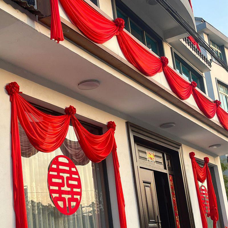 Cortina de tela decoración de la puerta de la boda gran bola de cártamo puerta de la unidad de la puerta de la casa nueva puerta de la casa de bodas flor de seda venta directa
