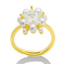 新款甜美五角星锆石珍珠戒指水钻开口戒韩国时尚镶钻潮流指环