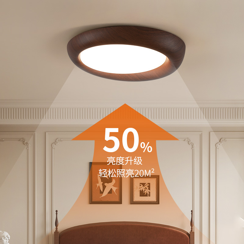 Gu casa antiguo dormitorio lámpara de techo estilo retro americano silencioso color nuez estudio creativo lámpara de habitación 357L
