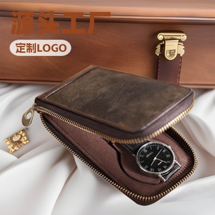Guangzhou Source Factory High-End Crazy Horse Leather Watch Case Anti-Drop, Shockproof and Dustproof Watch Storage Bag