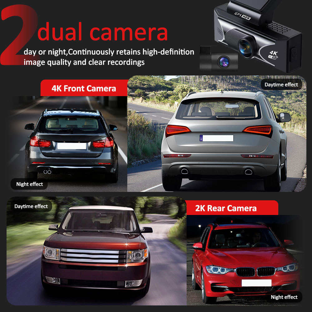 2026 New Model Dual-Recording 4K Dash Cam High-Definition Adas Loop Recording 3.2inch Gps Car Recorder