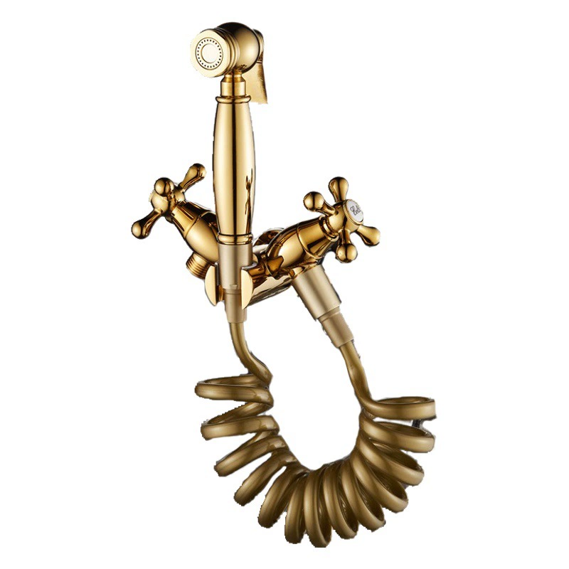 Французский ретро золотой гальванический туалет напольный пистолет мойка полностью медный наддув туалет туалет