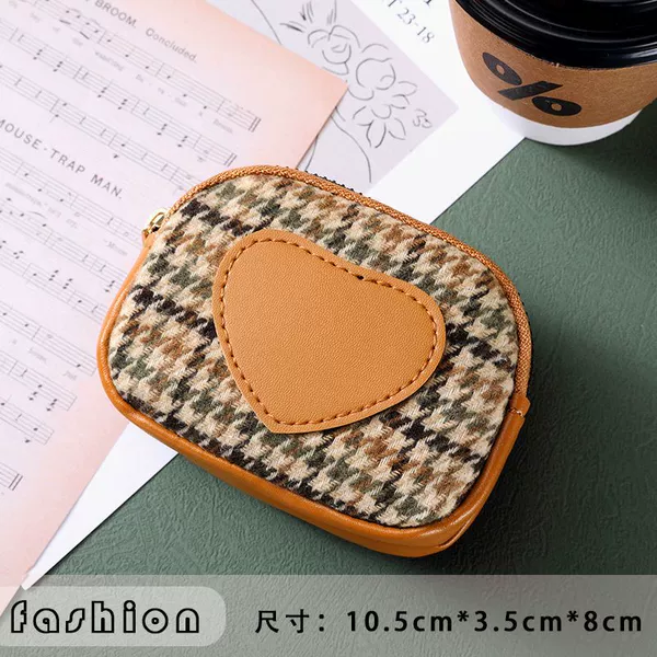 With zipper, brown