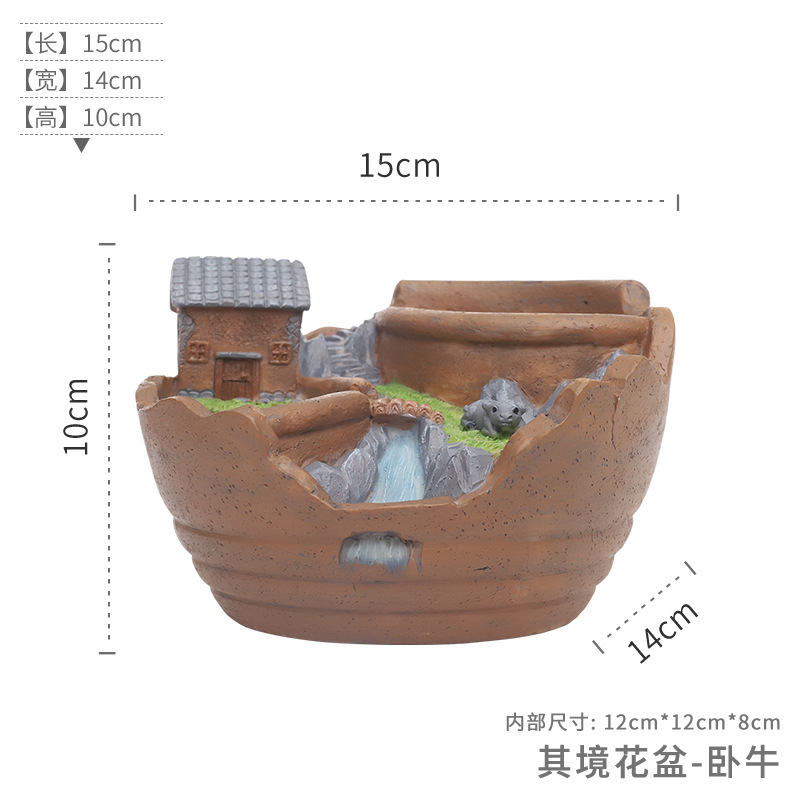 Chậu cây mọng nước treo phong cách vườn trên không, chậu resin hoạt hình, trang trí ban công (RG-157)