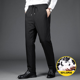 Winter Men's Down Pants Thickened Outdoor Warm Middle-aged and Elderly Dad's Ankle Pants White Duck Down Pants Men's