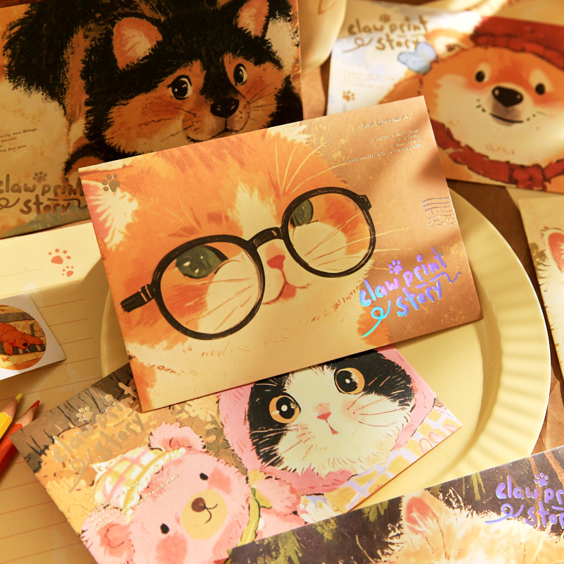 Sobres Mr. Paper Claw Claw Story Series Lindas mascotas originales Bendiciones conmemorativas estilo ins Sobres con membrete escrito a mano