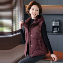 奶奶羽绒服女外穿马甲时髦洋气中国风高级感妈妈中式连帽马夹外套