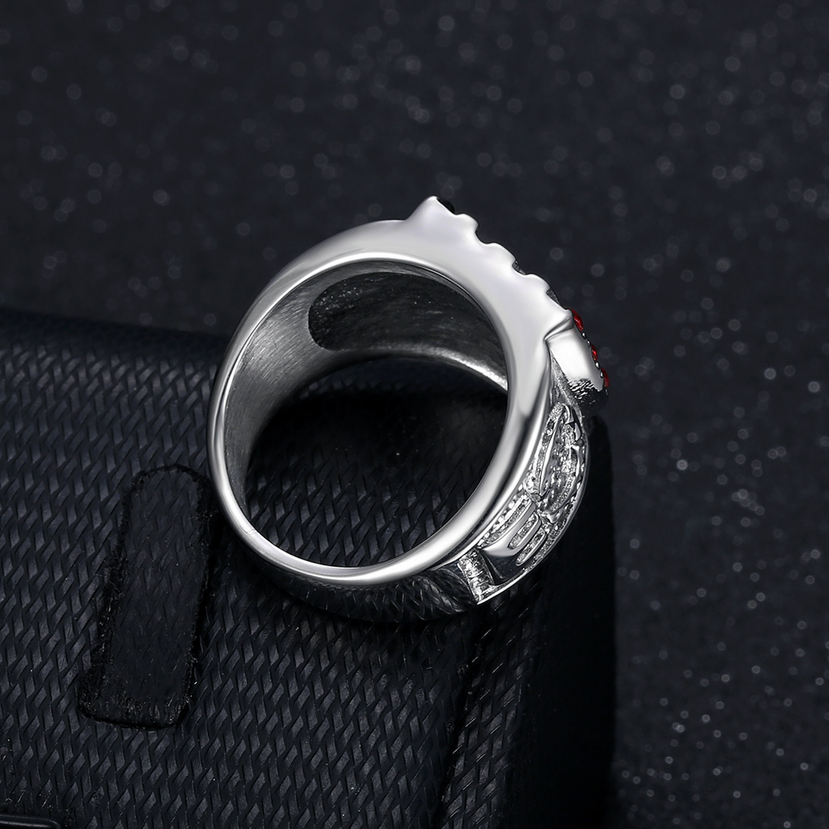 Titanium Steel Material Hip-Hop Color Block Titanium Steel Inlay Rhinestones Men's Rings