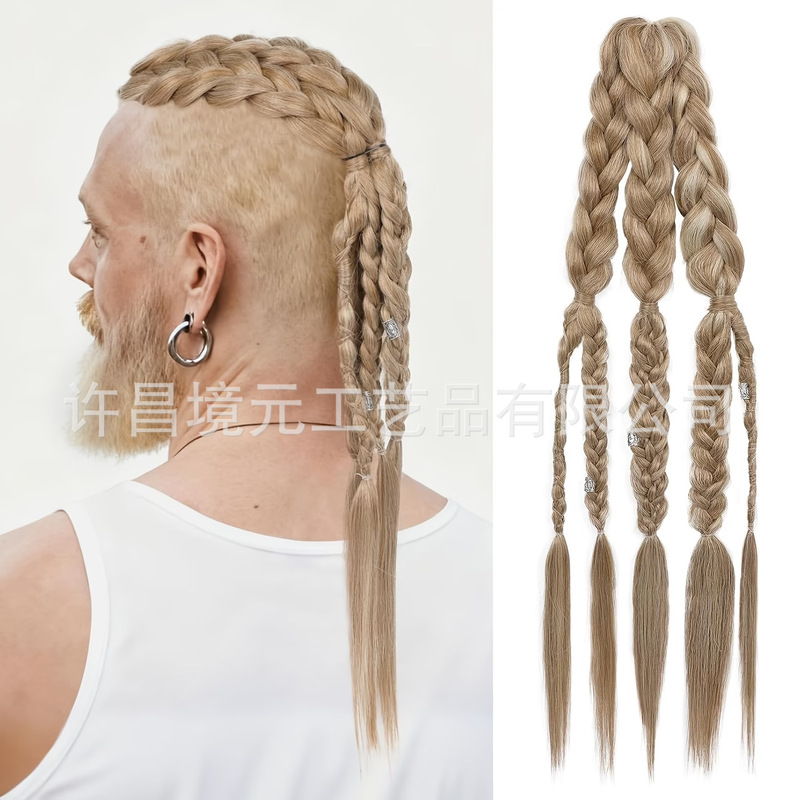 Men's Wig Ponytail 24inch Viking Men's Hair Extension Clip-On Ponytail Hairpiece Wig Braid for Men Men's Wig Ponytail 24inch Viking Men's Hair Extension Clip-On Ponytail Hairpiece Wig Braid for Men