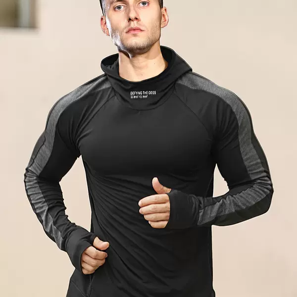 2026 European and American Trendy Sports Fitness Cycling Set Thumb-Hole Hooded Casual Running Sweatshirt