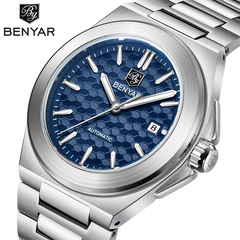 Benyabenyar reloj de hombre mecánico automático de moda impermeable nocturna reloj de acero BY - 5219M