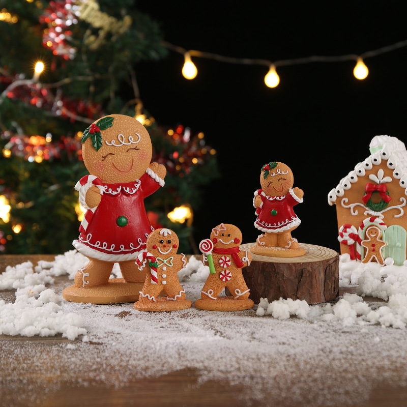 Adornos de resina con forma de hombre de jengibre para Navidad, regalos navideños para niños, manualidades de resina, decoración navideña para ventanas del hogar