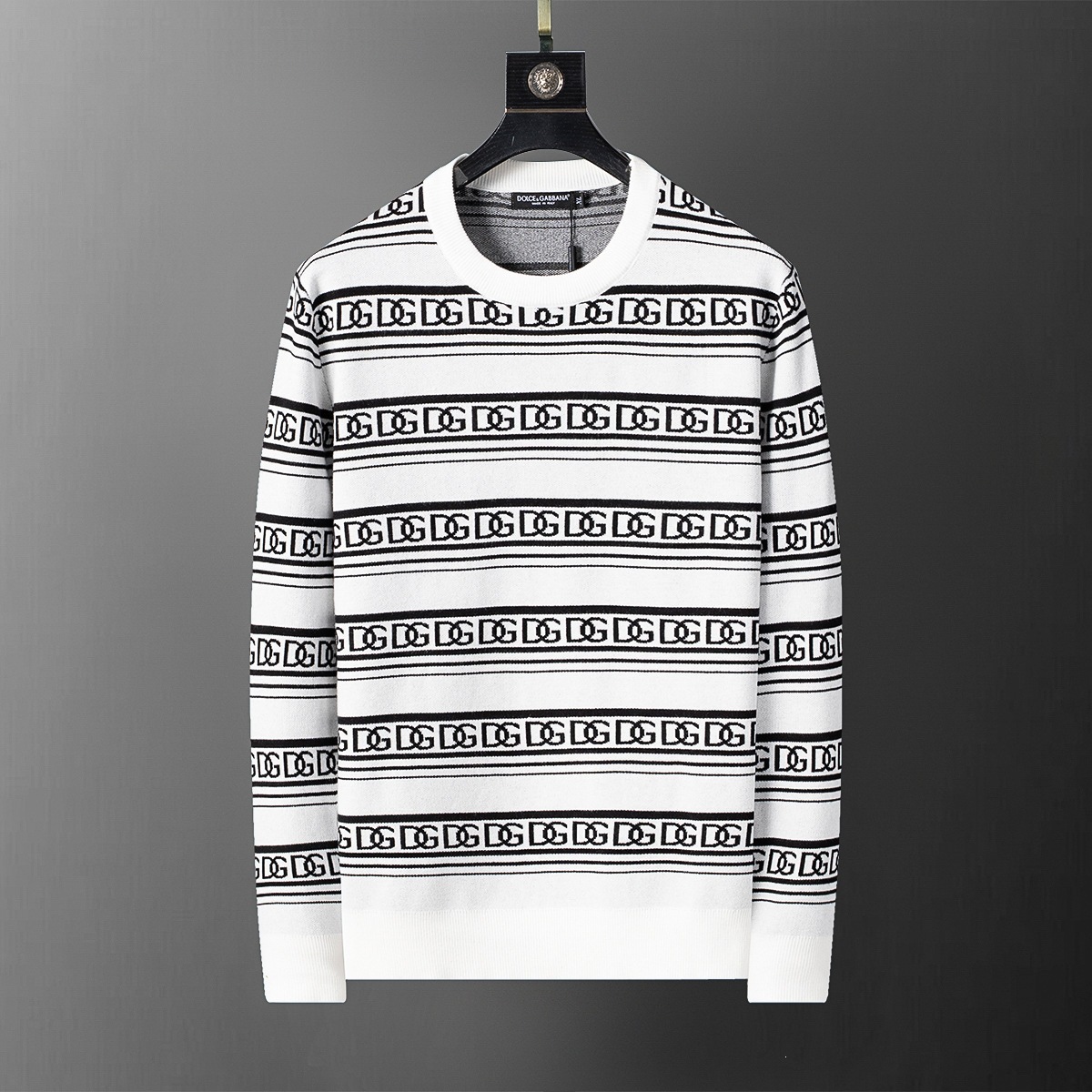 Dolce & Gabbana Logo Pattern Crewneck Sweater White