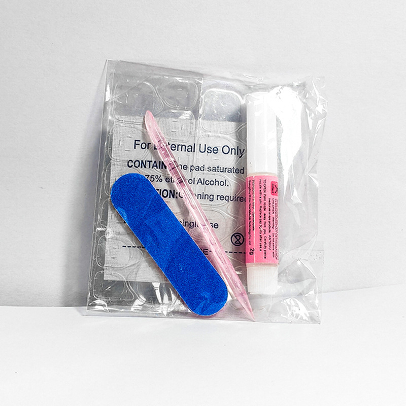 五件套穿戴甲胶水美甲配件双面果冻胶材料包酒精棉甲片胶水工具包|undefined