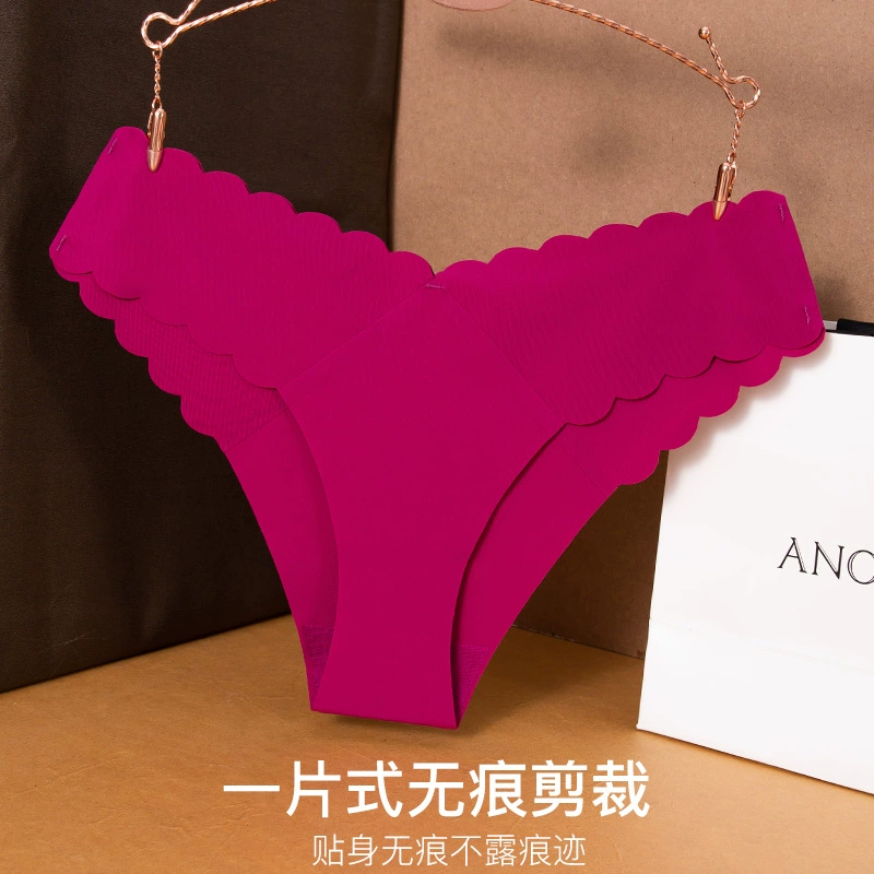 Женские бесшовные бикини-с underwear с волнистым краем, дышащий хлопковый промежности, талия V, мягкое ощущение ледяной шелкови