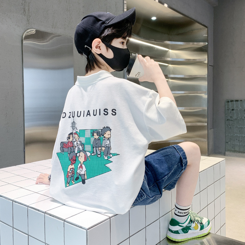 2026 New Style Summer T-Shirts for Boys, Boys, and Children, Pure Cotton Polo Shirts, Short Sleeves, Trendy T-Shirts