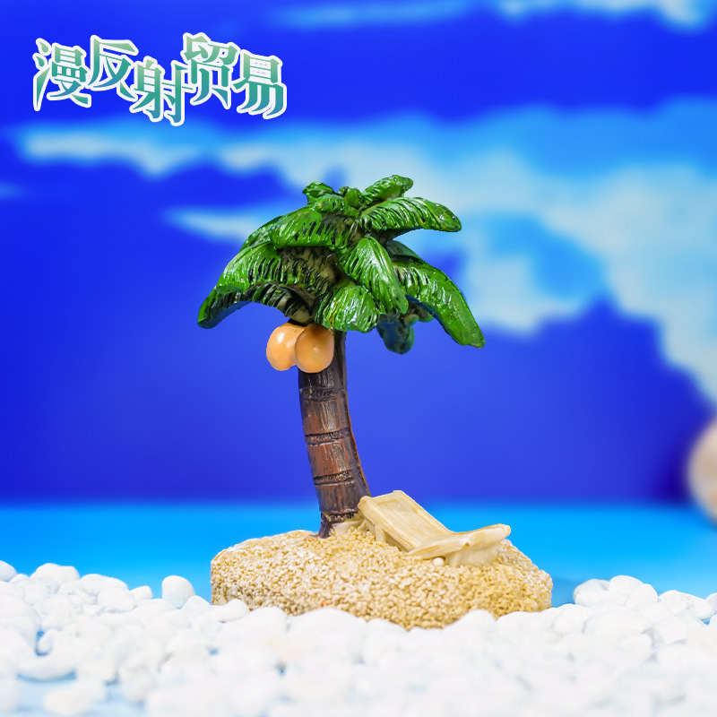 Factory Wholesale Mediterranean Wind Beach Coconut Tree Micro Landscape Fleshy Flower Pot Aquarium Fish Tank Landscaping Decoration