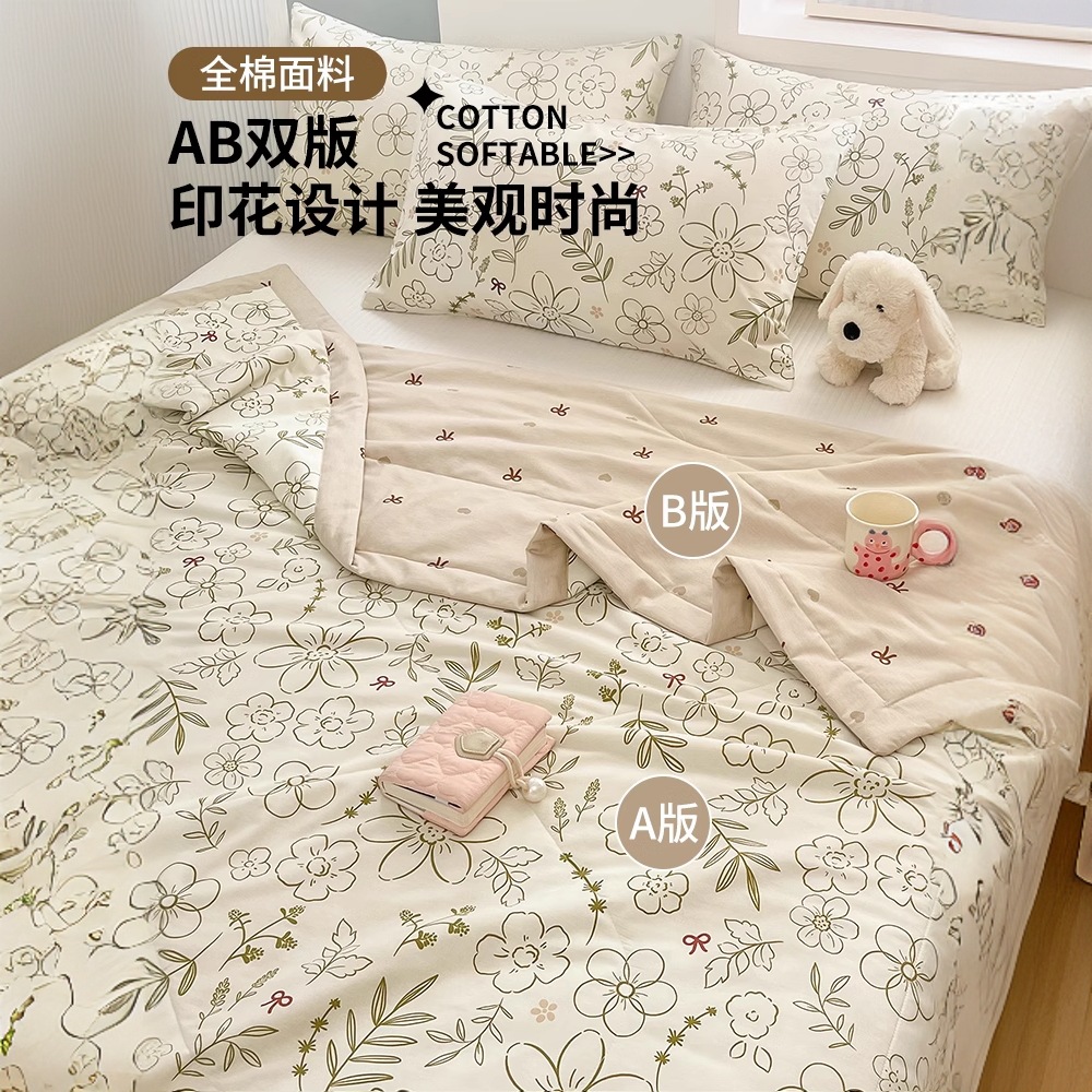 Edredón fresco de verano de algodón puro edredón de aire acondicionado para estudiantes solteros edredón fino de verano núcleo para niños edredón lavable a máquina en verano image 5