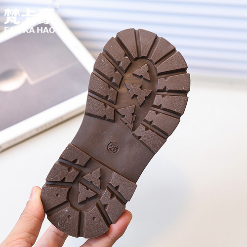 Vanka Hao Children's 2-in-1 English Style Martin Boots Winter Girls Black Short Boots for Big Kids Fashion