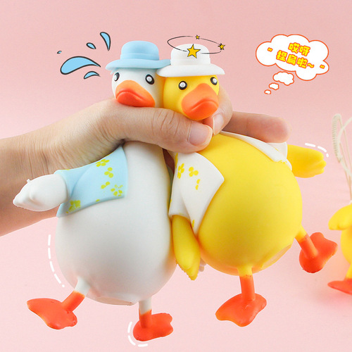 Hot-selling internet celebrity dress-up duck pinchle soft rubber decompression cartoon animal doll children's decompression toys wholesale