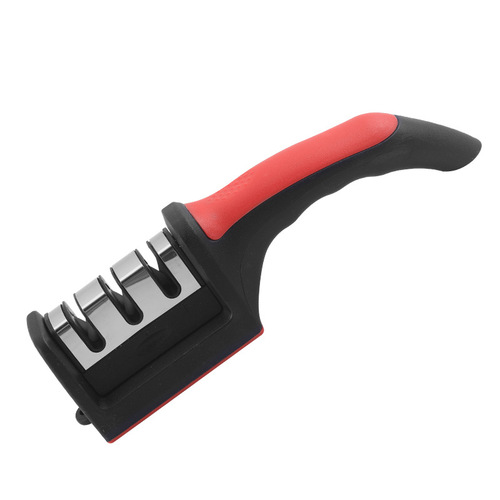 Black and red double ceramic manual three-stage knife sharpener, gift multi-functional knife sharpener, kitchen household whetstone