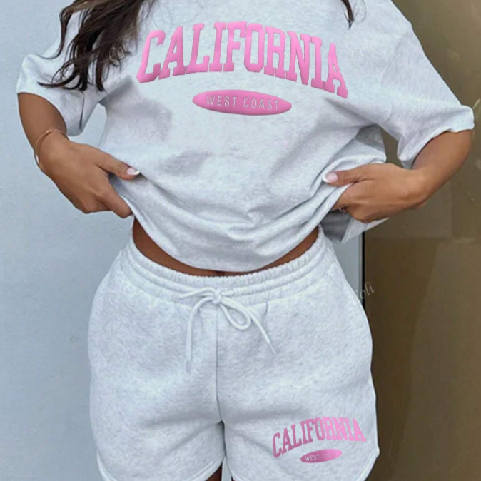 2025 Summer Casual Sports suit Women's Letter Print Distinctive Top Shorts Casual Style Sports Shorts for Women