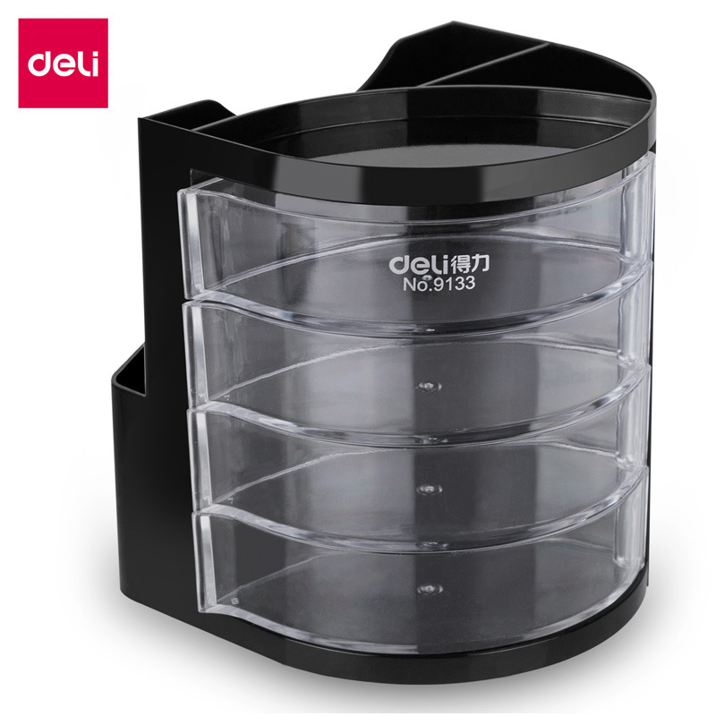 델리 9133 다기능 펜 홀더 4 층 다기능 펜 홀더 학생 창조적 인 데스크탑 저장 상자 사무실 용품