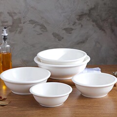 純白の陶器製スープボウル、家庭用大容量スープボウル、ホテル食器、厚手の麺鉢、酸辣湯鍋用ボウル