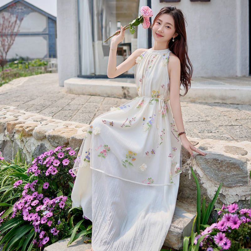 Summer three dimensional long fashionable dress sleevless
