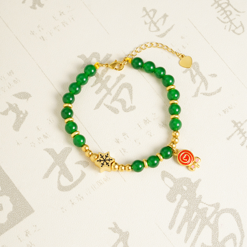 Nuevo estilo chino de oro vietnamita goteo de aceite Lollipop de color copo de nieve jade pulsera nicho alto nivel de fábrica de joyería al por mayor
