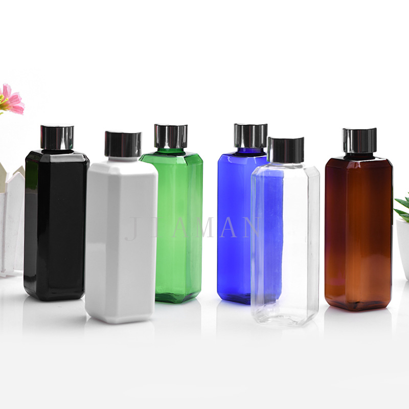塑料瓶100ml方瓶 正方乳液分装瓶 电化铝旋盖金属螺纹盖 爽肤水盖