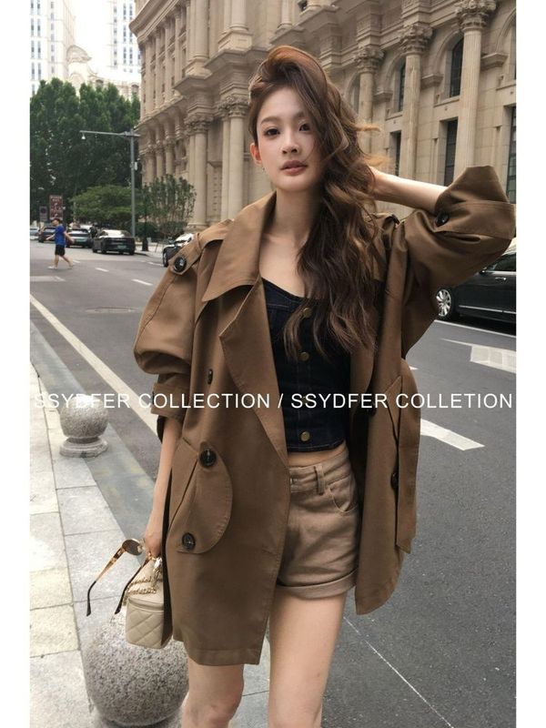 韩版小众翻领气质风衣女2025秋季流行单品新款外套时尚设计感大衣|undefined