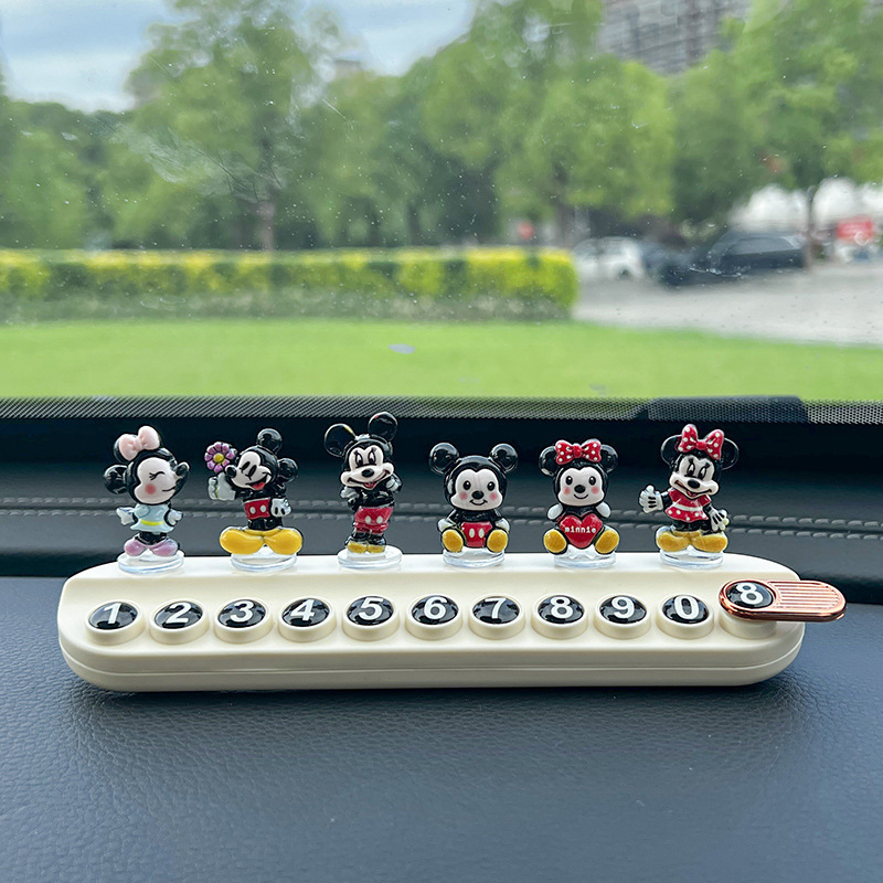 漫画ミッキー一時駐車ナンバープレートかわいいミッキーマウスクリエイティブ車移動電話プレートアロマセラピー車のインテリア装飾品|undefined
