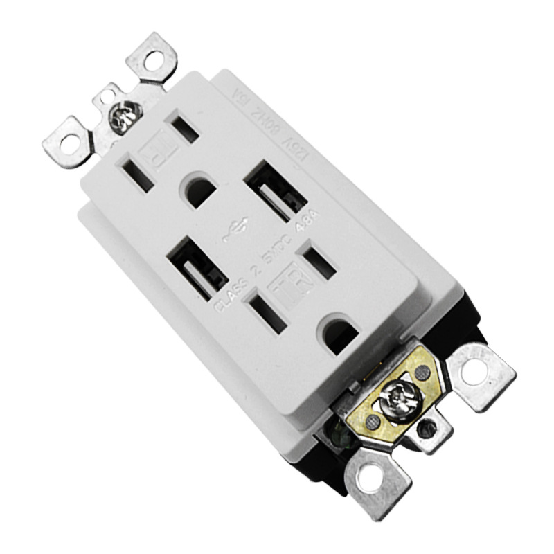 美规双USB插座4.8A 美式厨房墙壁插座 美国日本中国台湾电源插座