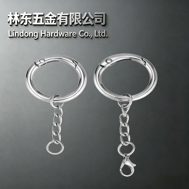 Nickel-Free Keychain Spring Ring Four-Section Chain Lobster Clasp Figure-Eight Clasp Bead Pendant Spring Clasp Keychain